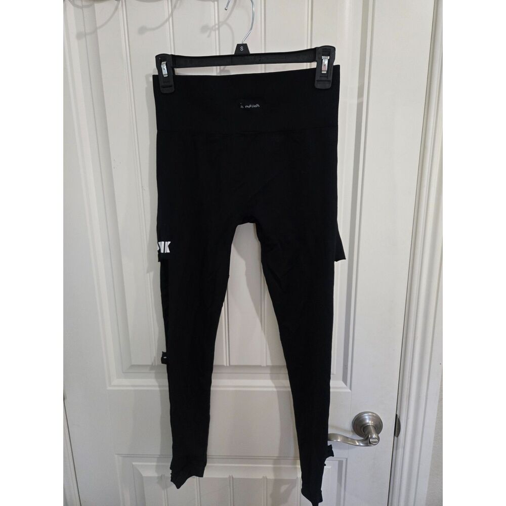 PINK Victoria’s Secret Women’s Black Distressed Cutout Leggings High Waist